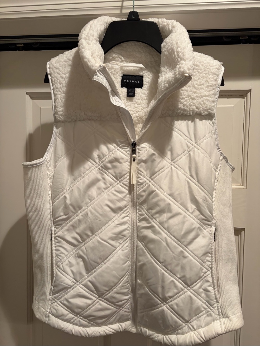 Tribal White Quilted Sherpa-Trim Vest